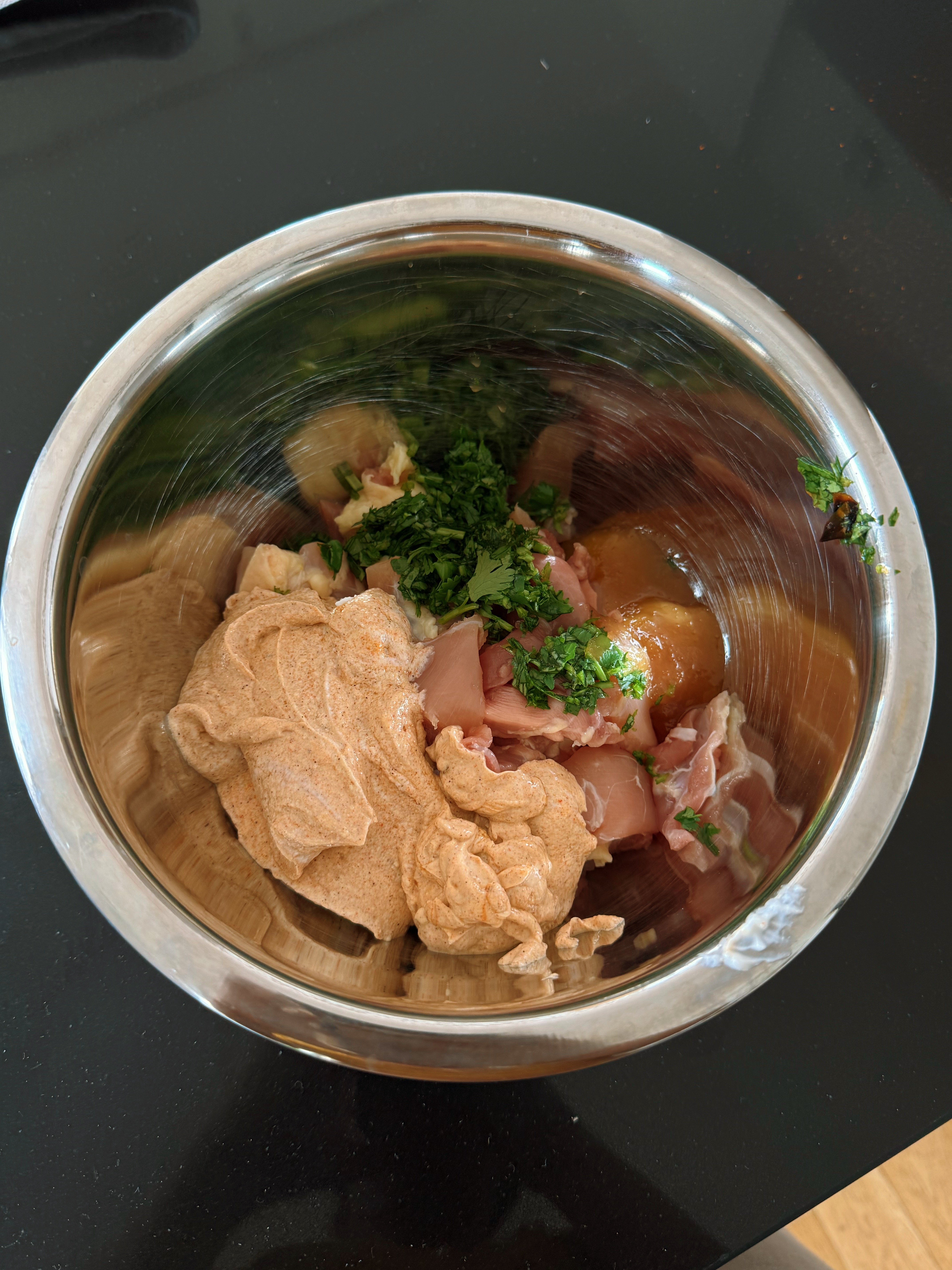 Everything in the bowl before mixing